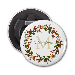 Abrebotellas Navidades Wreath Monogramed Inicial