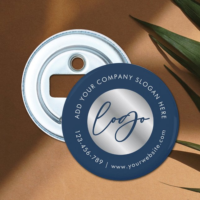 Abrebotellas Navy & Silver Company Logo Corporate Gift Promo (Subido por el creador)