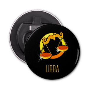 Abrebotellas Negro de signo libra zodiac dorado y marrón