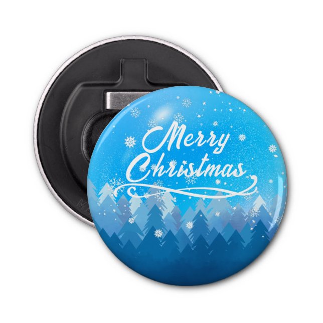 Abrebotellas Nieve blanca azul Selva Pacífica Feliz Navidad (Anverso)