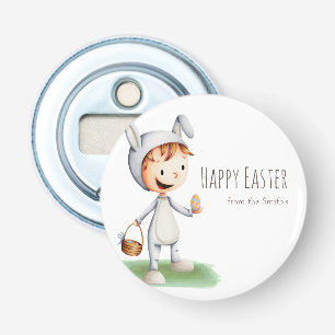 Abrebotellas Niño Bonito con Disfraz de Conejo de Pascua Feliz 