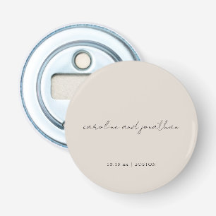 Abrebotellas Nombre de boda personalizado Marfil Crema Elegante
