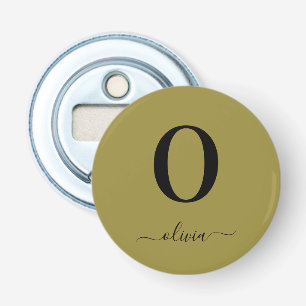 Abrebotellas Nombre de guión de monograma personalizado en oro 