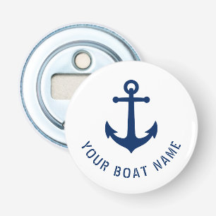 Abrebotellas Nombre del barco Anchor de cosecha náutica azul e