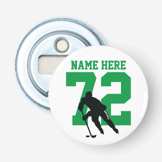 Abrebotellas Nombre del jugador de hockey personalizado número