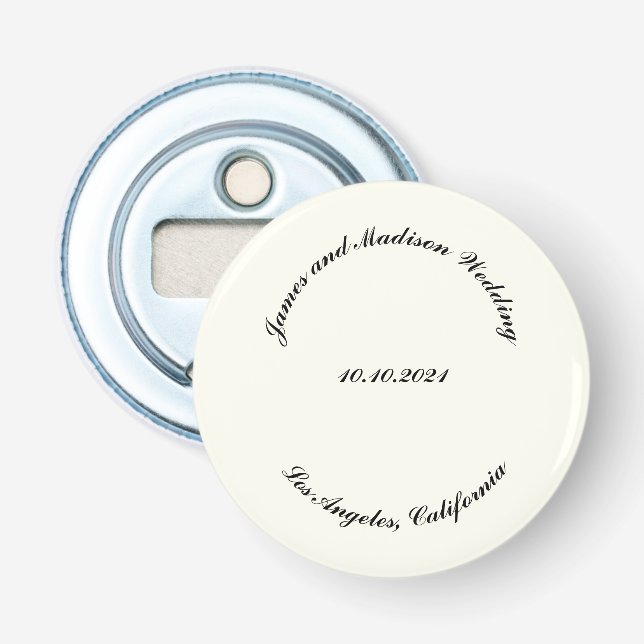 Abrebotellas Nombre del personalizar, boda de marfil negro (Anverso)