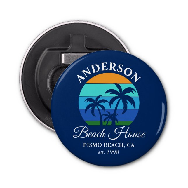 Abrebotellas Nombre familiar Beach House Sun Palm Trees Premium (Anverso)