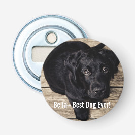 Abrebotellas Nombre negro personalizado de la foto del perro