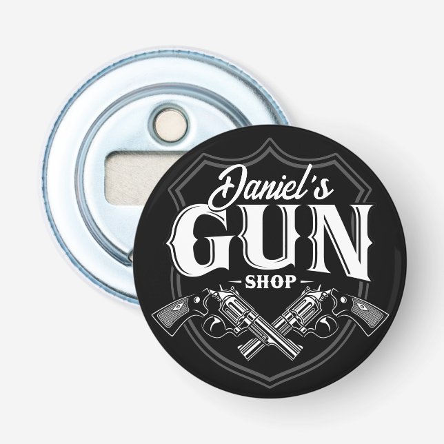 Abrebotellas NOMBRE Personalizado Antiguos Revólveres Tienda de (Anverso)