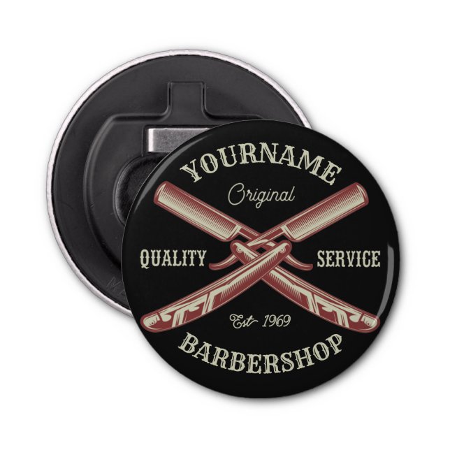 Abrebotellas NOMBRE personalizado Barber Straight Razor Barbers (Anverso)