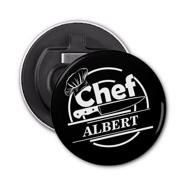 Abrebotellas Nombre personalizado Chef negro (Anverso)
