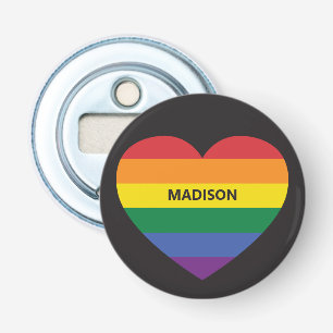 Abrebotellas Nombre personalizado Corazón arcoiris