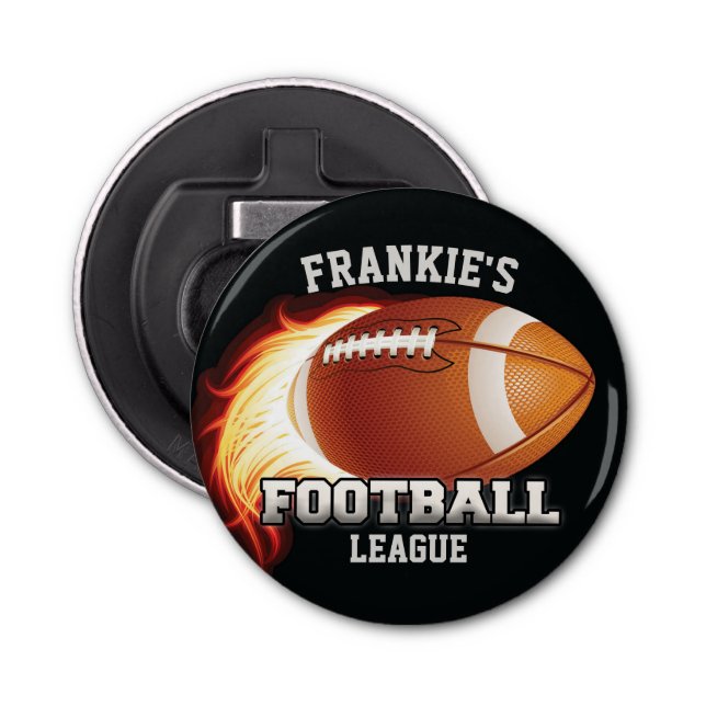 Abrebotellas NOMBRE Personalizado Fútbol Americano Flama Deport (Anverso)