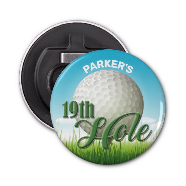 Abrebotellas NOMBRE personalizado Golf Pro Ball 19th Hole (Anverso)