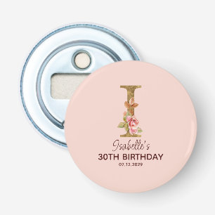 Abrebotellas Nombre personalizado letra I rosas rosadas rubor o