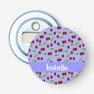 Abrebotellas Nombre personalizado patrón de cerezas azul