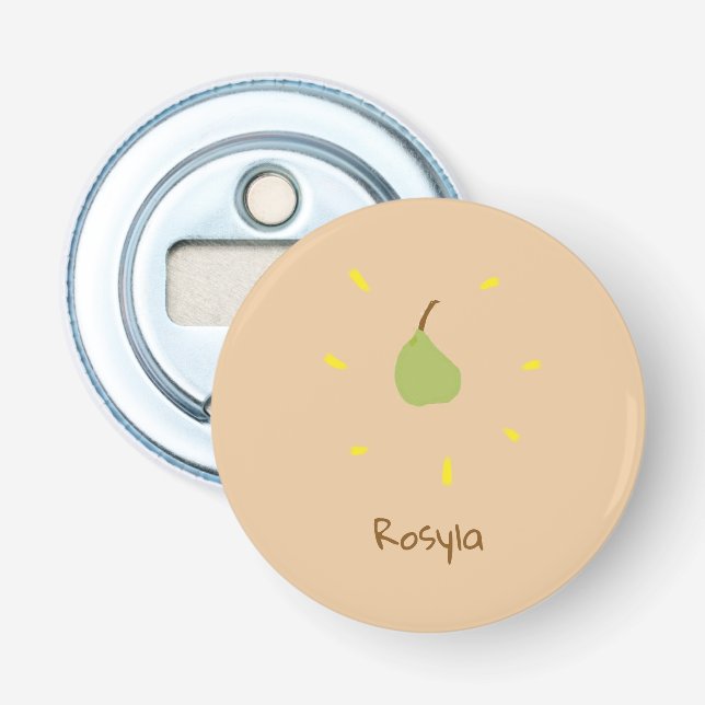 Abrebotellas Nombre personalizado pintado de pera en marrón (Anverso)