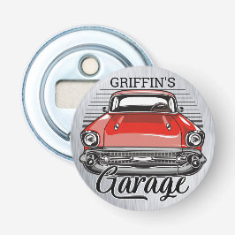 Abrebotellas NOMBRE personalizado: retro rojo clásico garaje pa