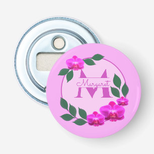 Abrebotellas Nombre personalizado rosa floral vintage inicial
