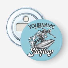 Abrebotellas NOMBRE Personalizado Surfista Big Wave Skeleton Su