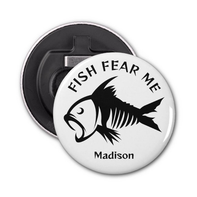 Abrebotellas Nombre personalizado y pescado de texto (Anverso)