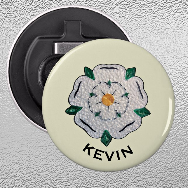 Abrebotellas Nombre, Quilled Yorkshire White Rose Magnet (Subido por el creador)