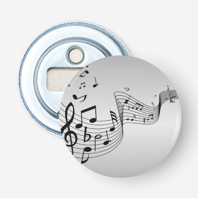 Abrebotellas Notas musicales en plata (Anverso)