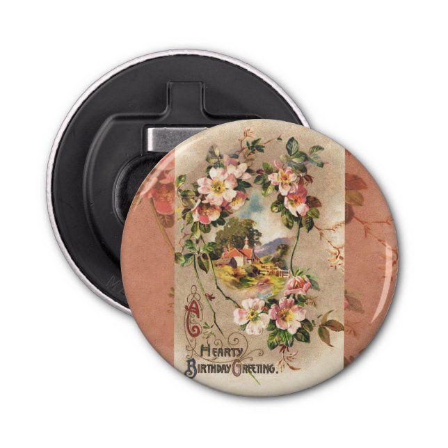 Abrebotellas Obra de Vintage Happy Birday Card (Anverso)