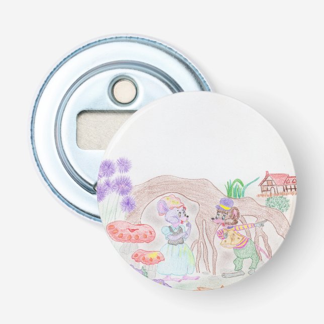 Abrebotellas Obras de arte de niños personalizados, dos ratones (Anverso)