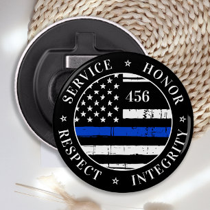 Abrebotellas Oficial de policía personalizado con bandera delga