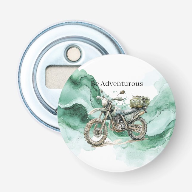 Abrebotellas Ola Verde Motocicleta Sé aventurero (Anverso)