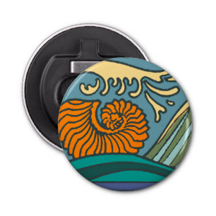 Abrebotellas Olas del océano azul Nautilus Seashell Pattern Nou