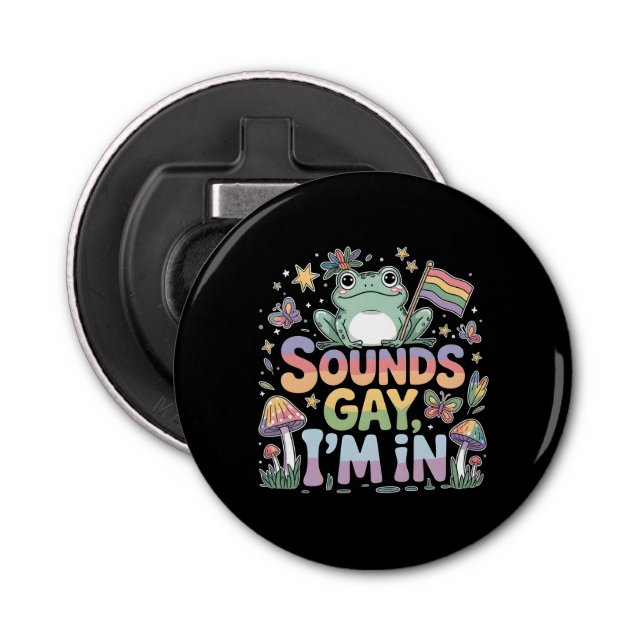 Abrebotellas Orgullo LGBT suena gay en el que estoy (Anverso)