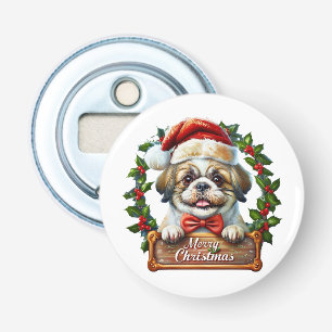 Abrebotellas Ornamento navideño de perro lindo - Feliz Navidad"