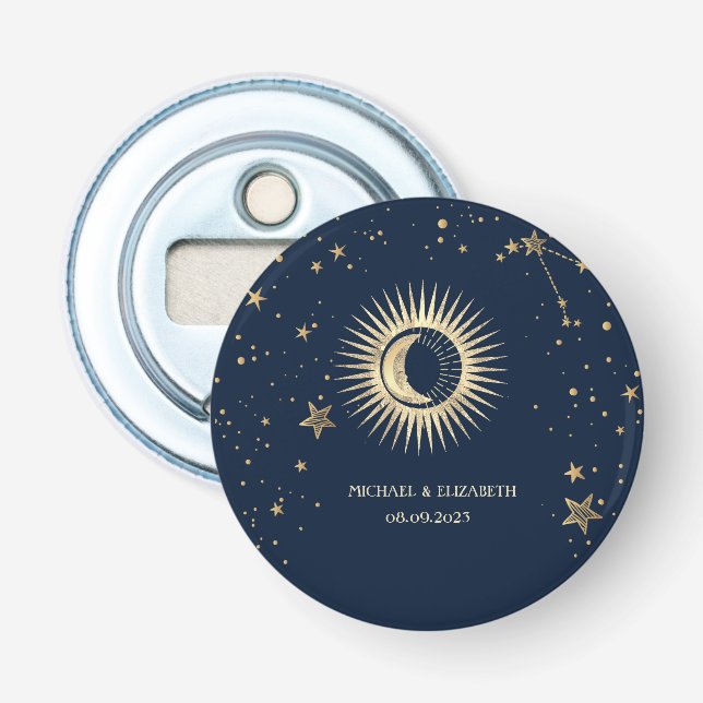 Abrebotellas Oro Celestial Sol Y Luna Estrellas (Anverso)
