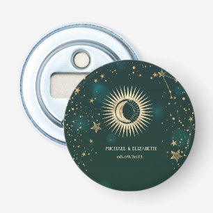 Abrebotellas Oro Celestial Sol Y Luna Estrellas Verde