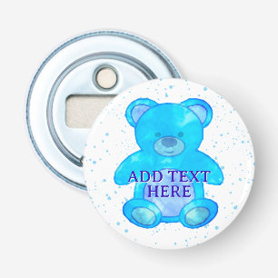 Abrebotellas Oso De Bebé Cuidado En Personalizado Azul Texto