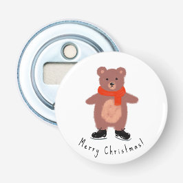 Abrebotellas Oso gracioso en patines de invierno