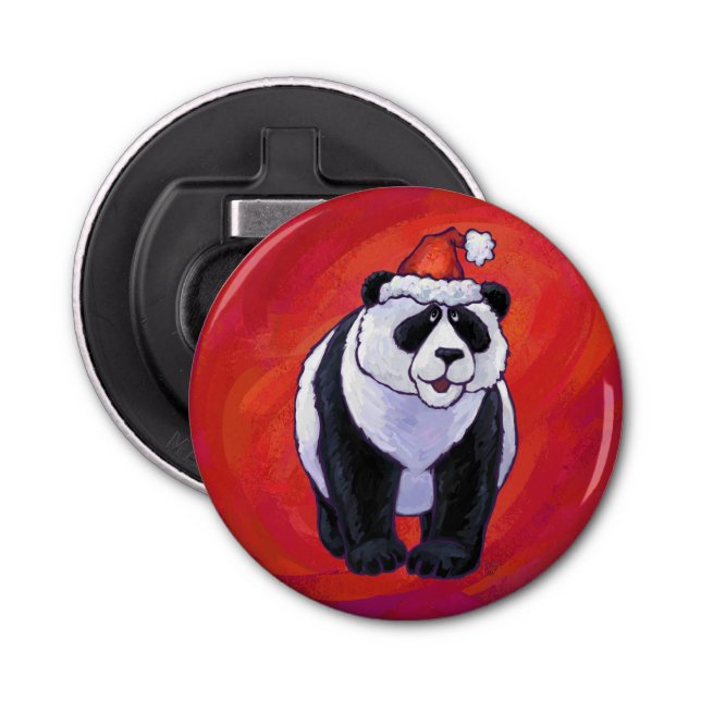 Abrebotellas Oso Panda en Santa Hat en rojo (Anverso)