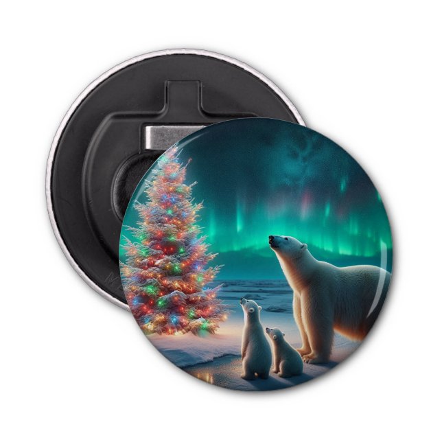 Abrebotellas Oso Polar Mamá Cubre Árbol De Navidad Aurora Borea