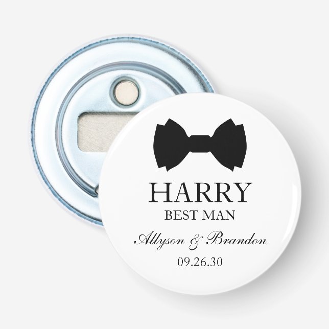 Abrebotellas Padrino Corbata de lazo negra (Anverso)