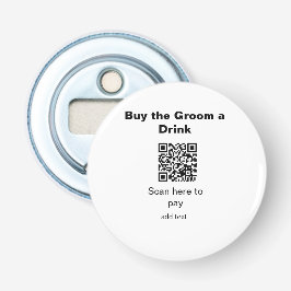 Abrebotellas padrino de boda escanea QR para pagar una bebida a