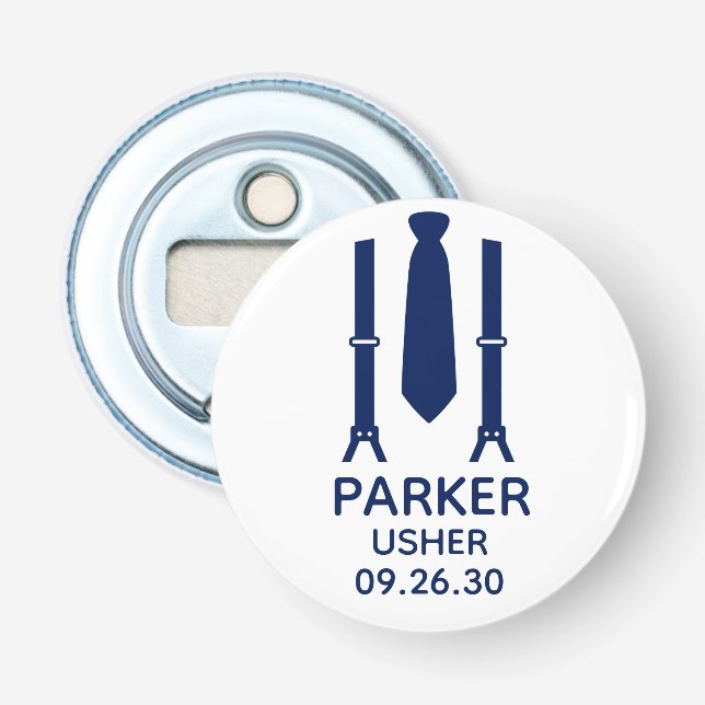 Abrebotellas Padrino de Corbata Azul (Anverso)