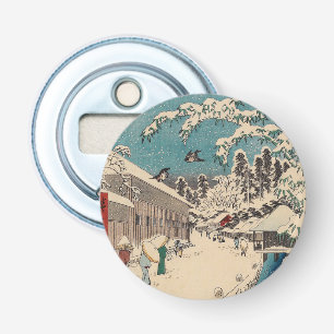 Abrebotellas paisaje invernal de Hiroshige japón ukiyo-e antigu