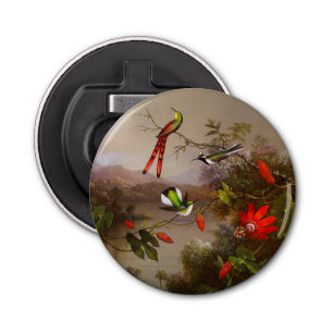 Abrebotellas Paisaje tropical con 10 Hummingbirds Heade