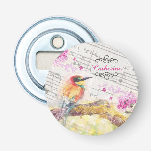 Abrebotellas Pájaro de cosecha en la descomposición de las flor