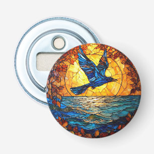 Abrebotellas Pájaro Volador Sobre Océano Atardecer
