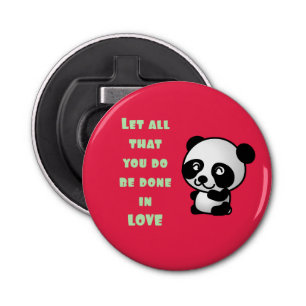 Abrebotellas Panda con Inspiradora cita de amor