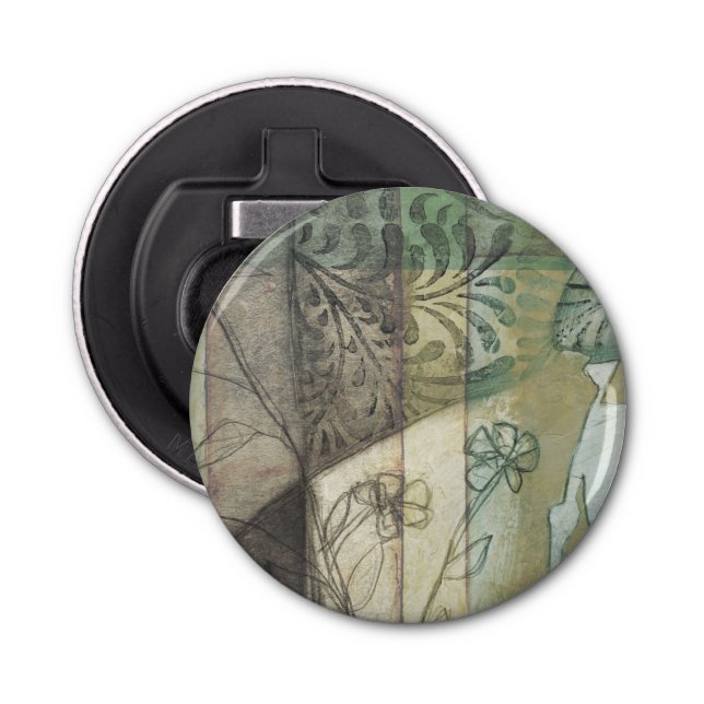 Abrebotellas Panel de jardín con hojas, flores y hierba (Anverso)