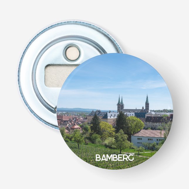 Abrebotellas Panorama del casco antiguo de Bamberg, Alemania (Anverso)